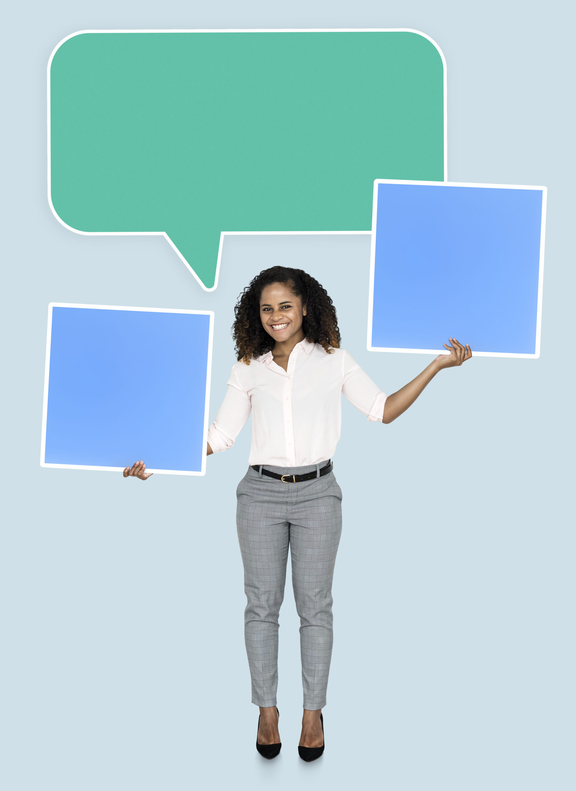 femme-avec-bulle-et-carres